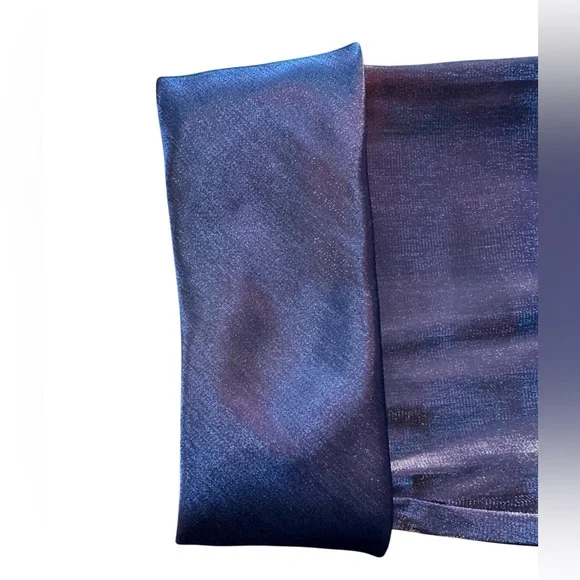 R&M Richards M Iridescent Slick Brown Oxblood Evening Gala Top Ruched Waist READ - Picture 15 of 16